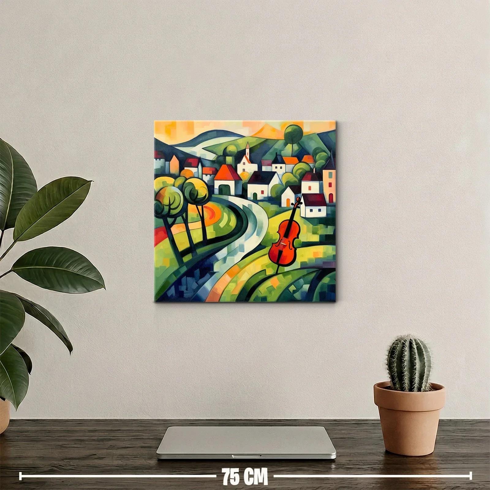 Paisaje con violonchelo en tonos vibrantes y curvas armoniosas — miniatura 2