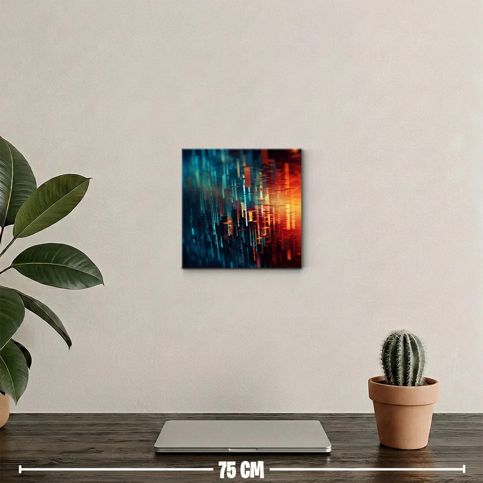 Cuadro abstracto con vibrante juego de luces y formas geométricas — miniatura 2