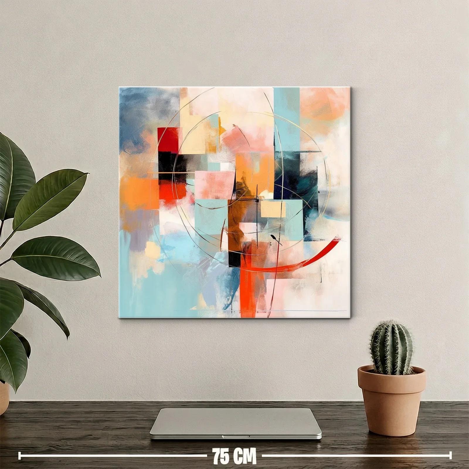 Composición abstracta con tonos cálidos y fríos equilibrados — miniatura 2