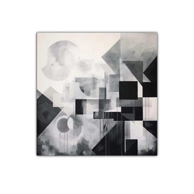 Composición geométrica en escala de grises y negro