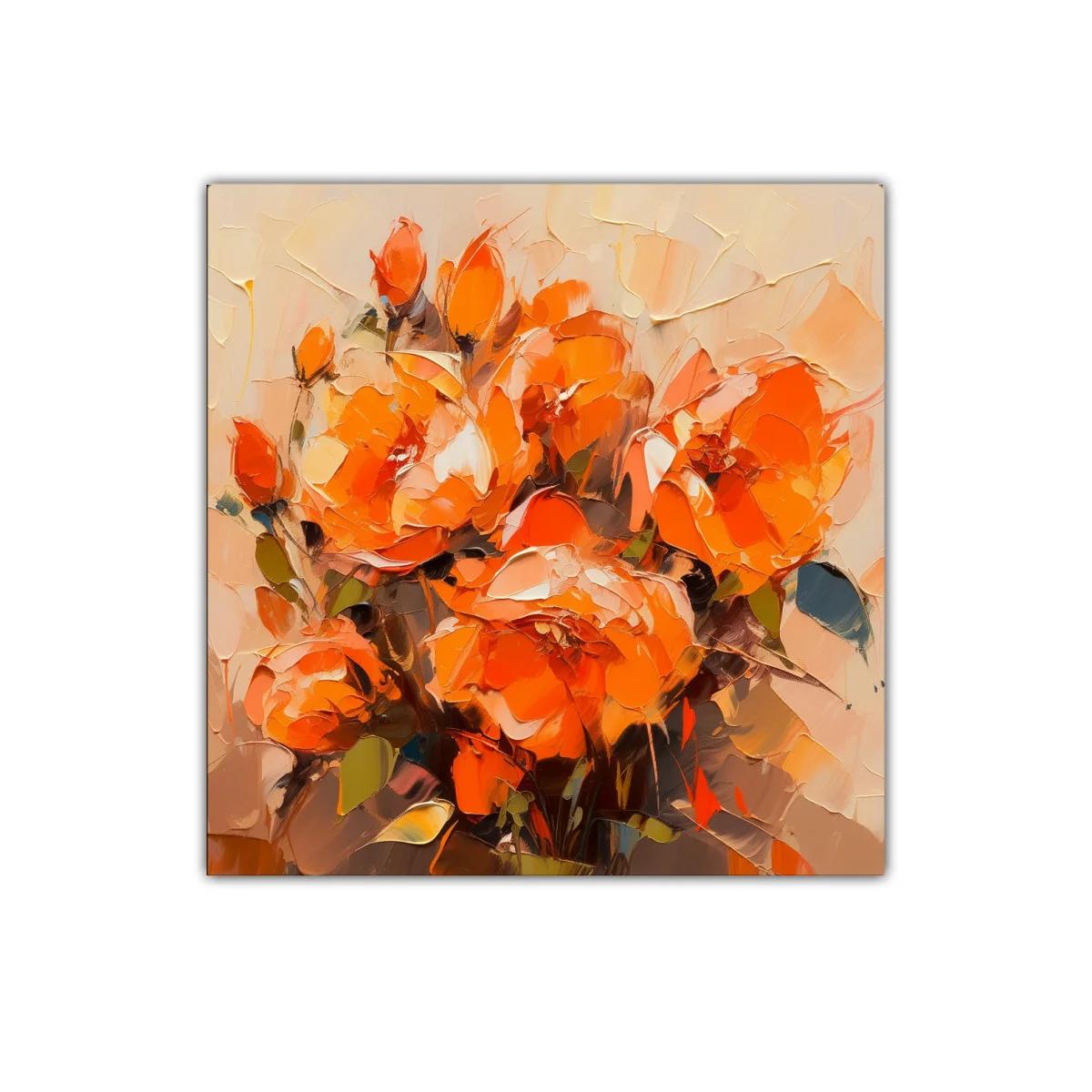 Cuadro de flores vibrantes en tonos cálidos y anaranjados — imagen principal