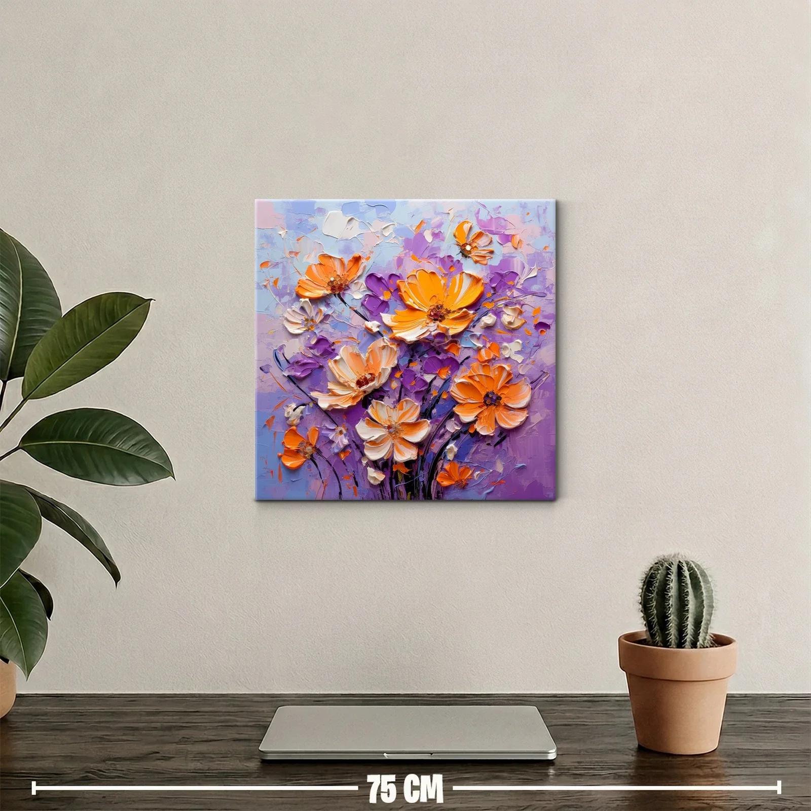 Ramo moderno con flores naranjas y violetas vibrantes — miniatura 2
