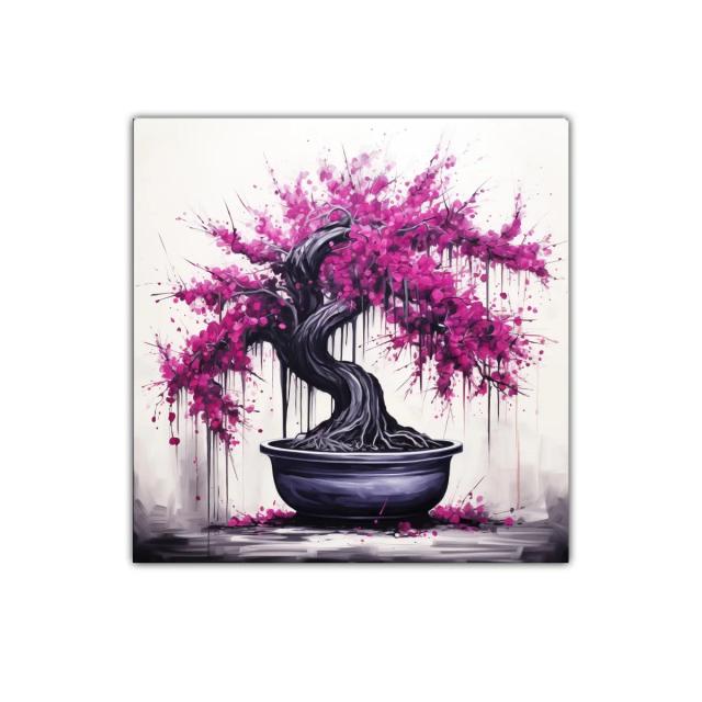 Bonsái con flores rosas intensas para un toque zen