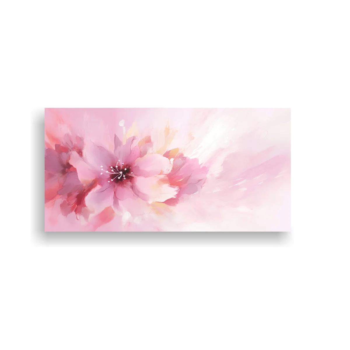 Cuadro flor rosa con estambres claros