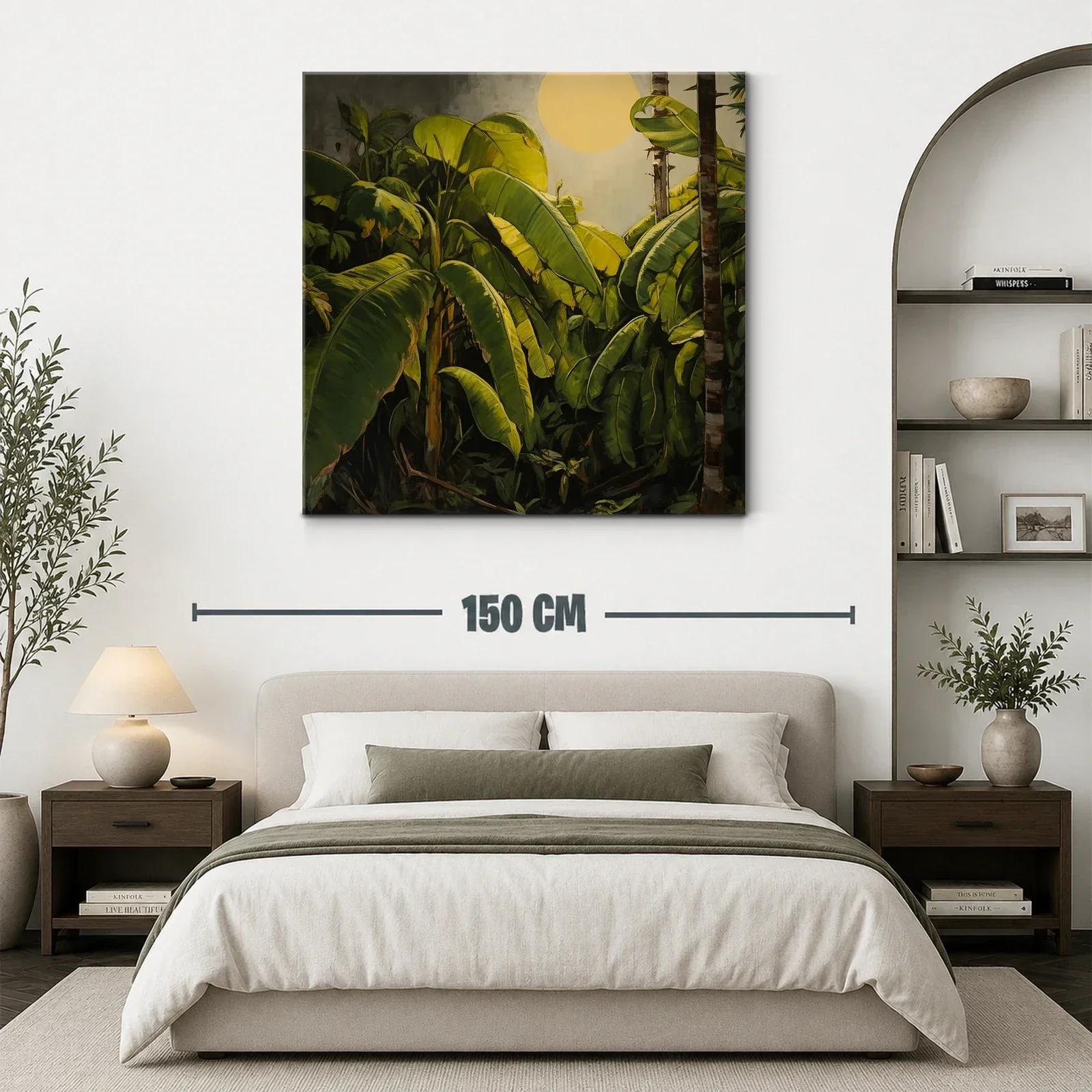 Cuadro tropical con hojas de plátano y sol radiante — miniatura 3