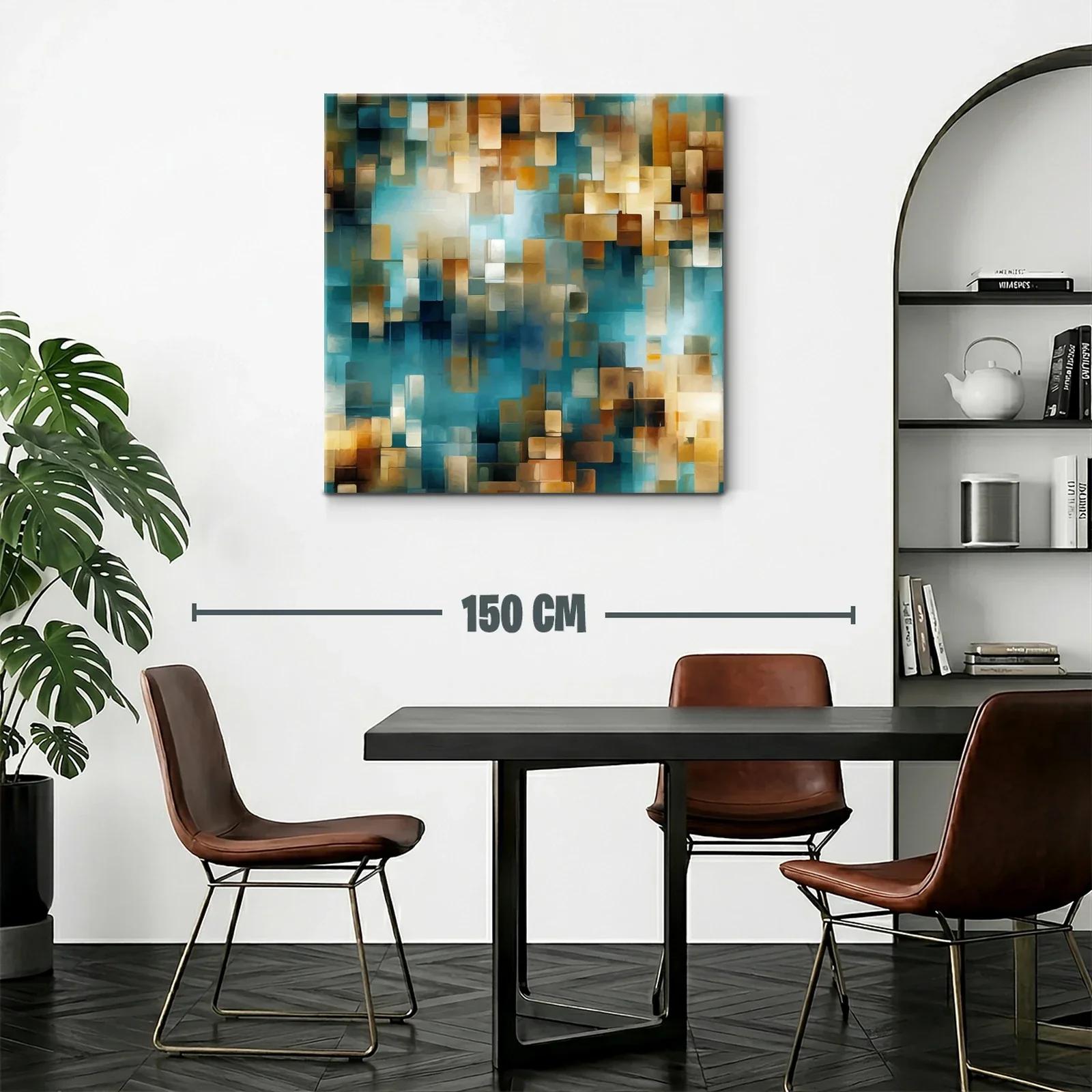 Composición abstracta con bloques en tonos azules y dorados — miniatura 2