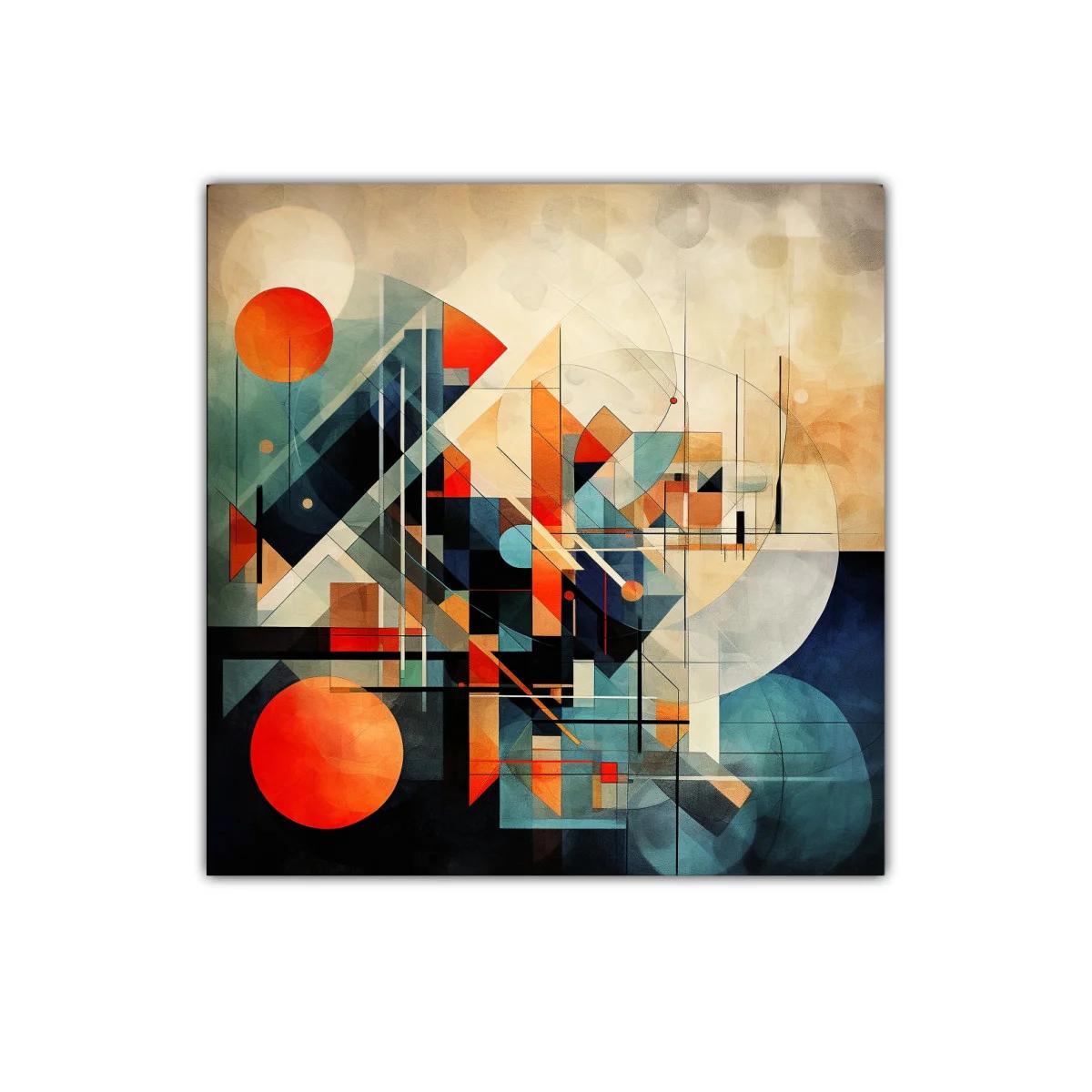 Composición abstracta con formas geométricas y colores vibrantes
