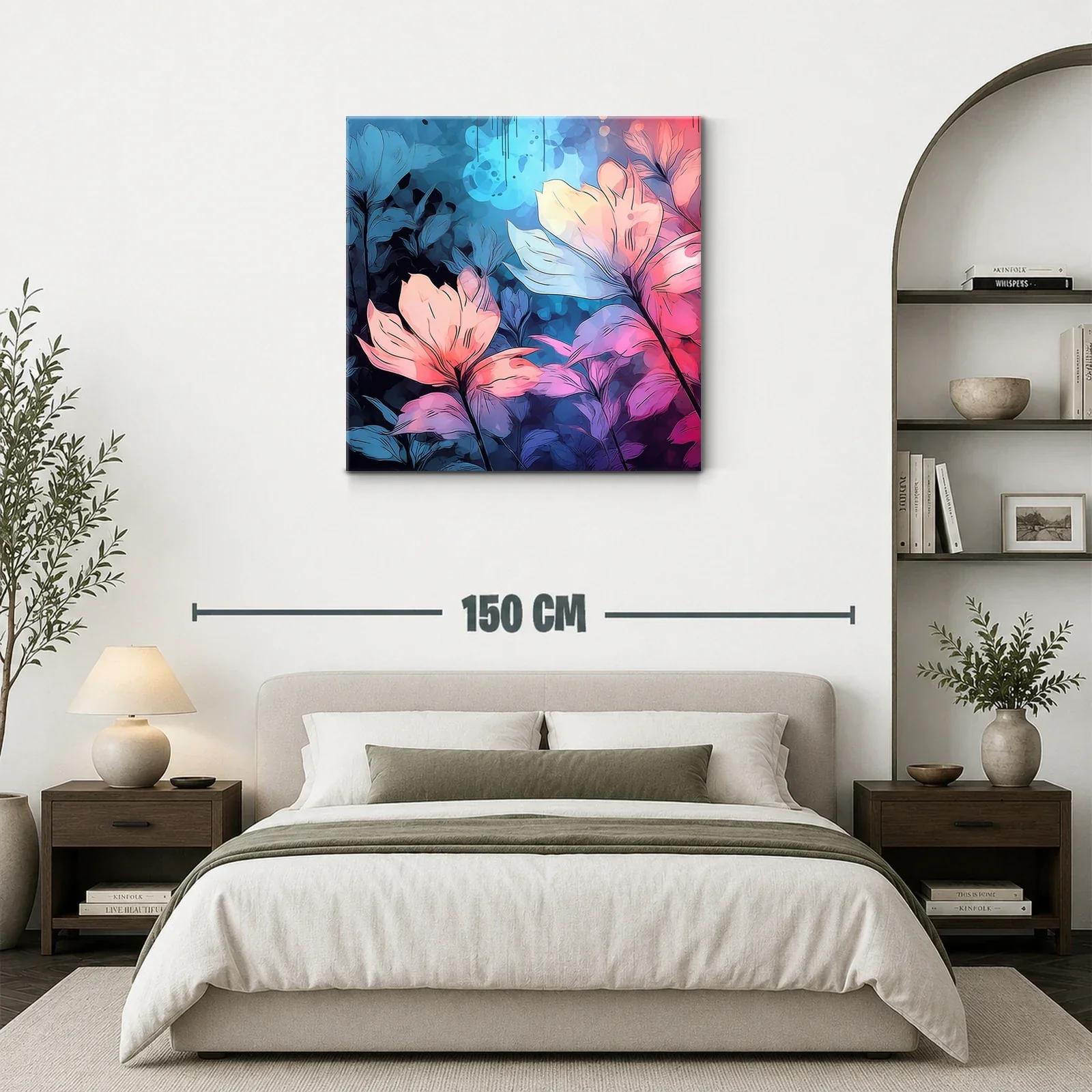 Flores vibrantes en tonos rosa y azul con estilo moderno — miniatura 3