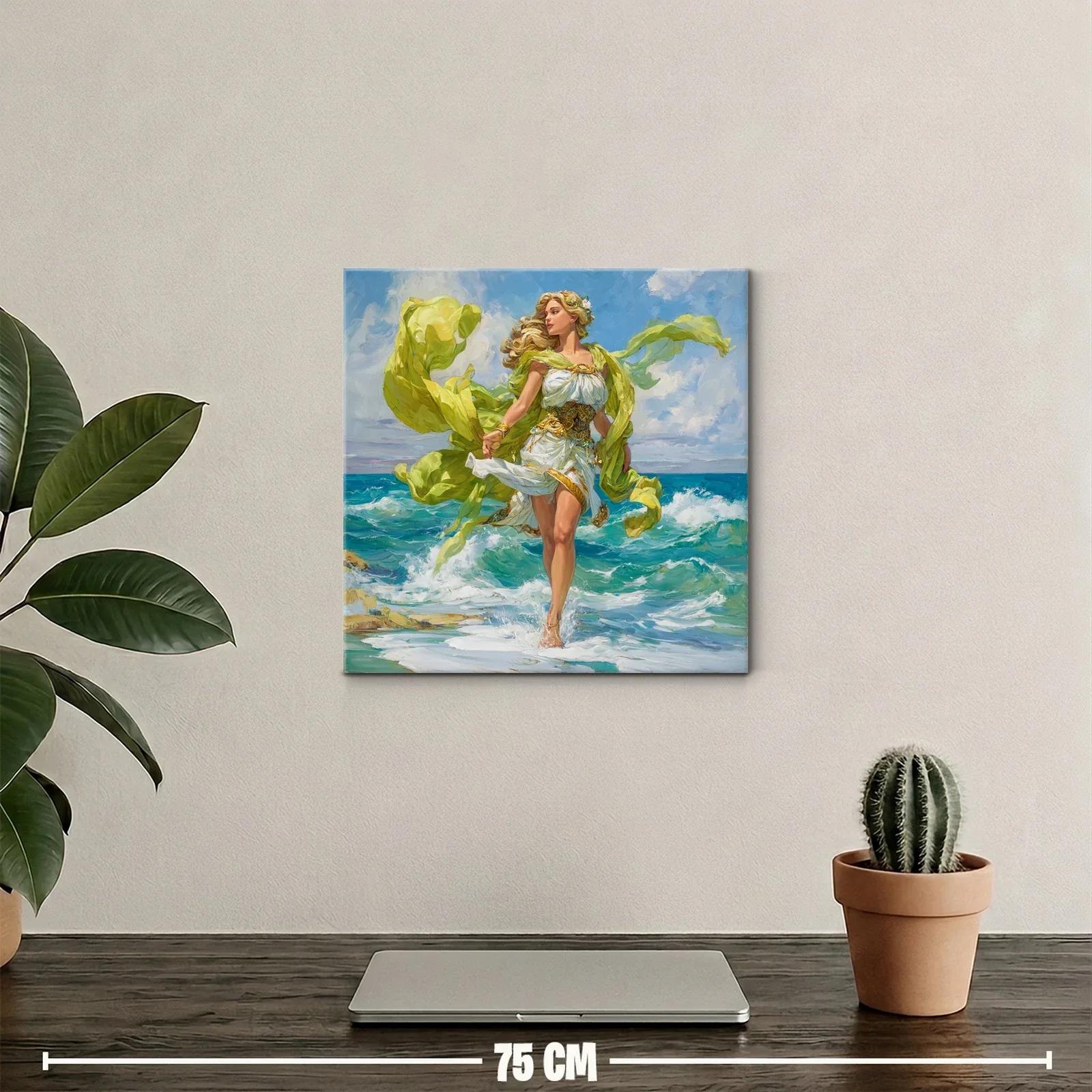 Figura femenina en movimiento junto al mar con tonos vivos — miniatura 2