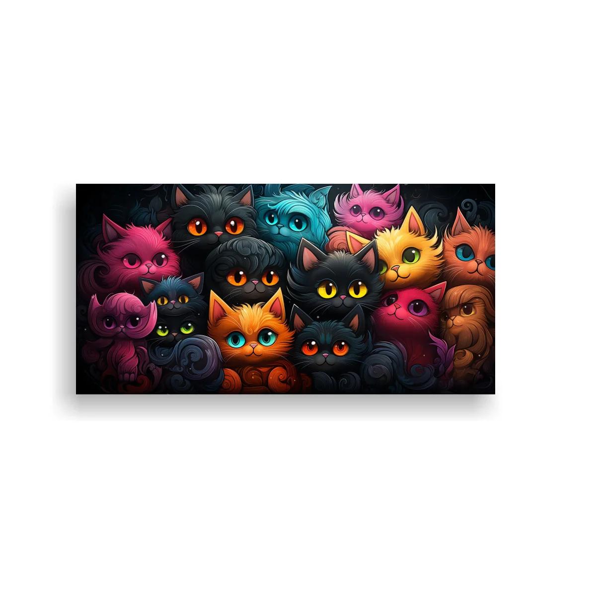 Cuadro grupo de gatitos de ojos grandes con bruma decorativa