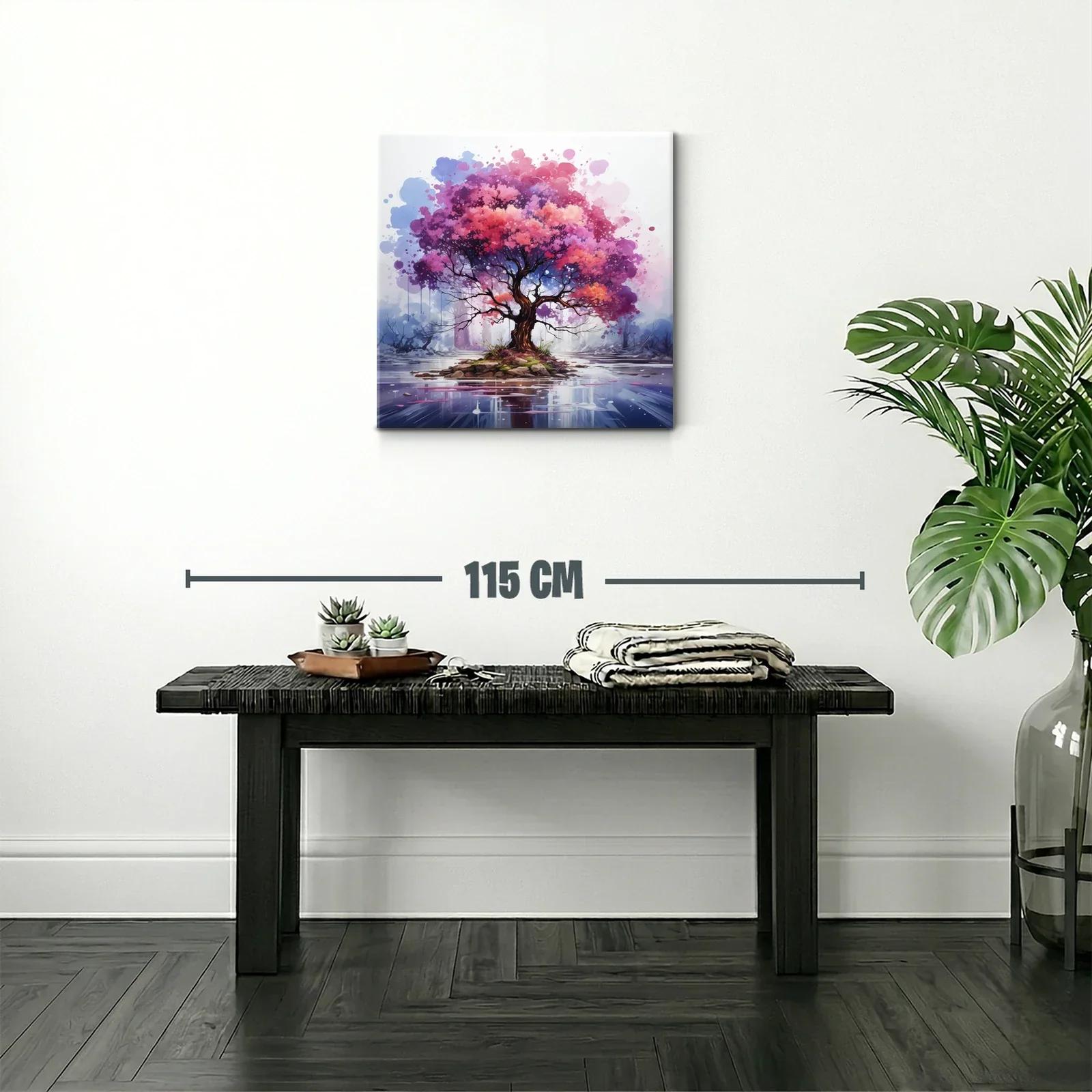 Árbol vibrante en isla rodeada de agua serena — miniatura 2