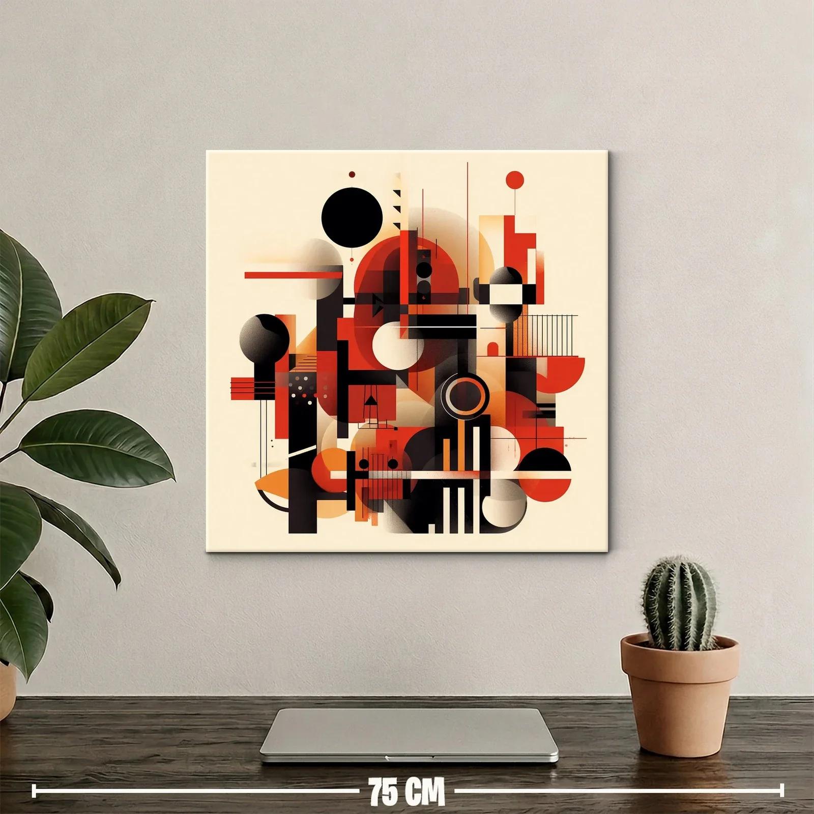 Cuadro abstracto con formas geométricas en tonos cálidos — miniatura 2