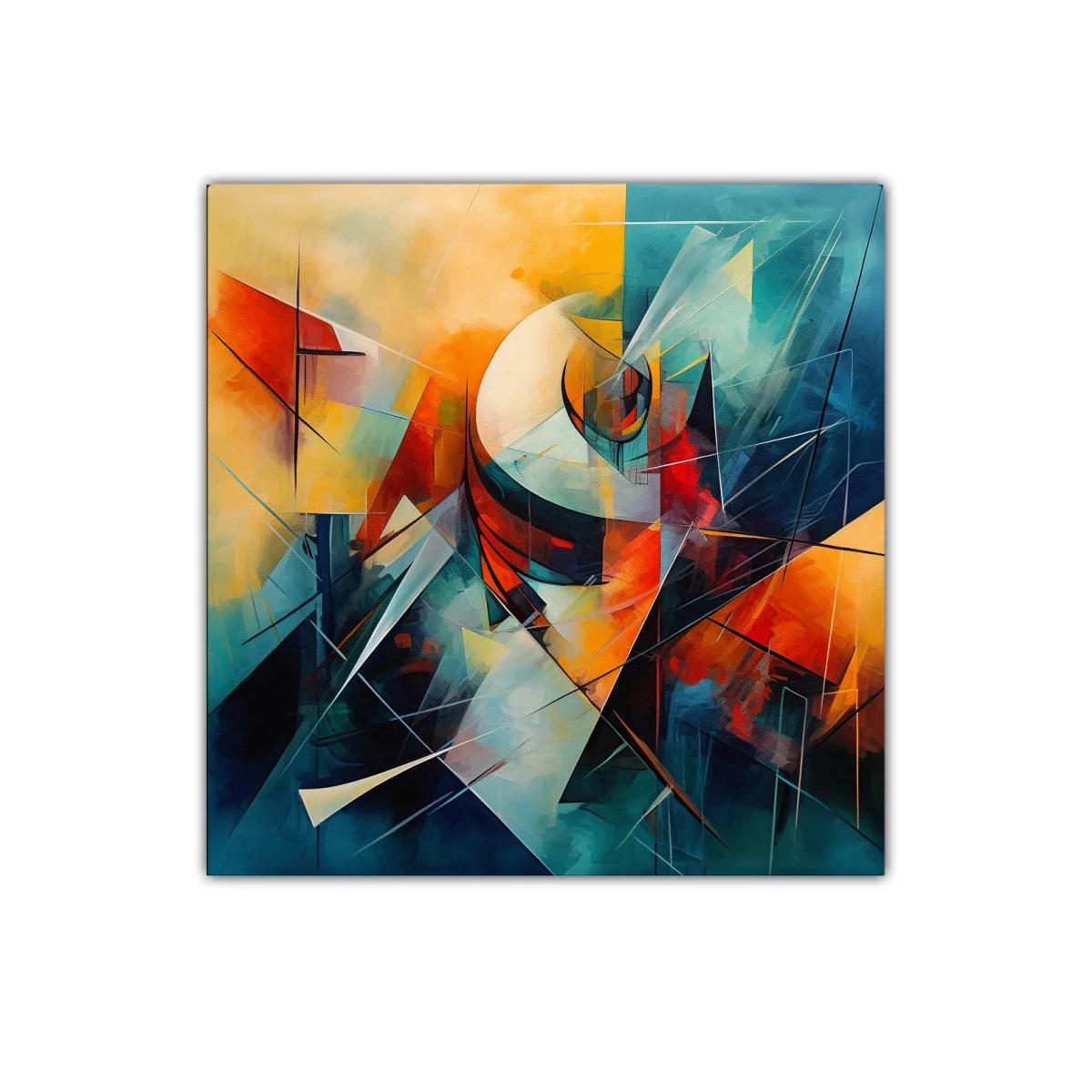 Composición abstracta en tonos cálidos y fríos vibrantes — imagen principal