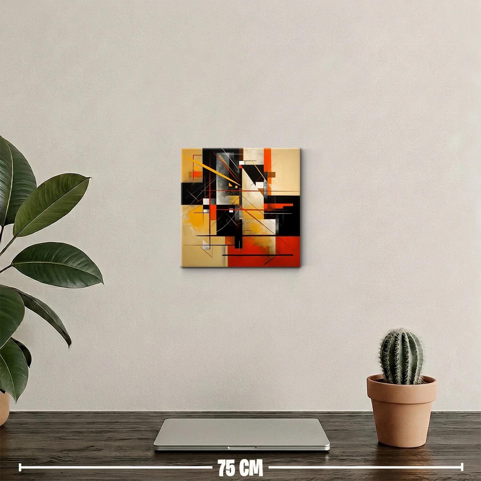 Composición geométrica con líneas y colores cálidos vivos — miniatura 2