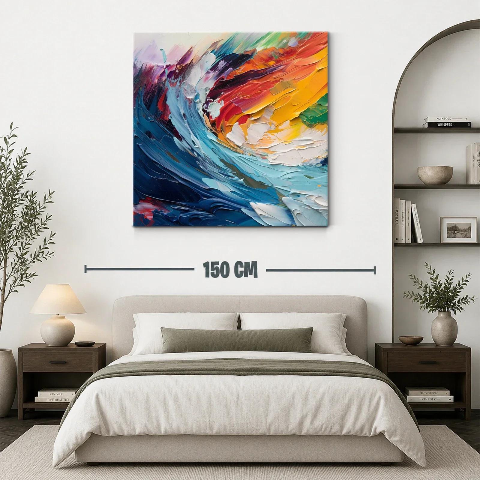 Cuadro abstracto en vibrantes tonos cálidos y fríos — miniatura 3