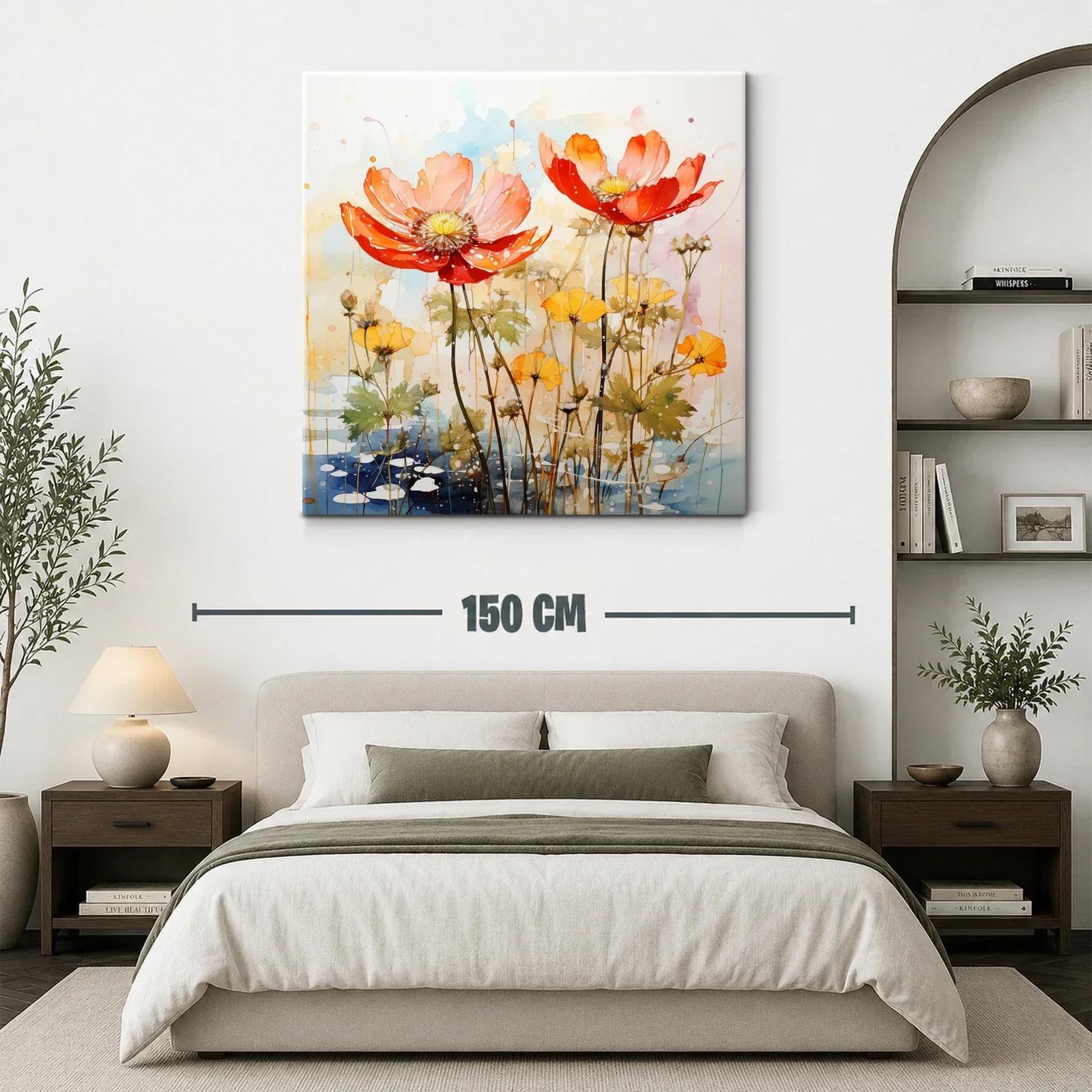 Flores vibrantes en tonos cálidos y suaves acuarelas — miniatura 3