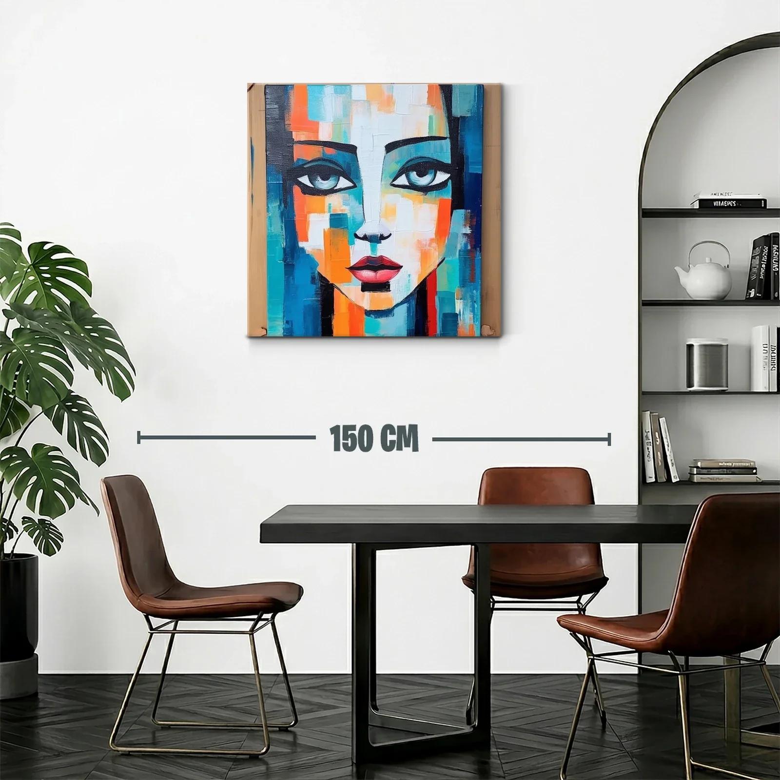 Rostro femenino vibrante con tonos azul y naranja — miniatura 2