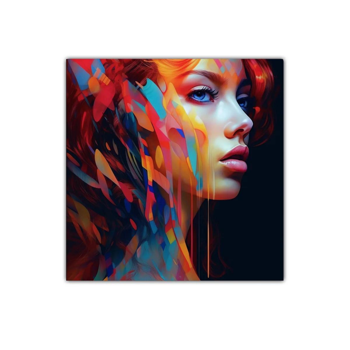 Retrato femenino vibrante con colores intensos y abstractos — miniatura 1