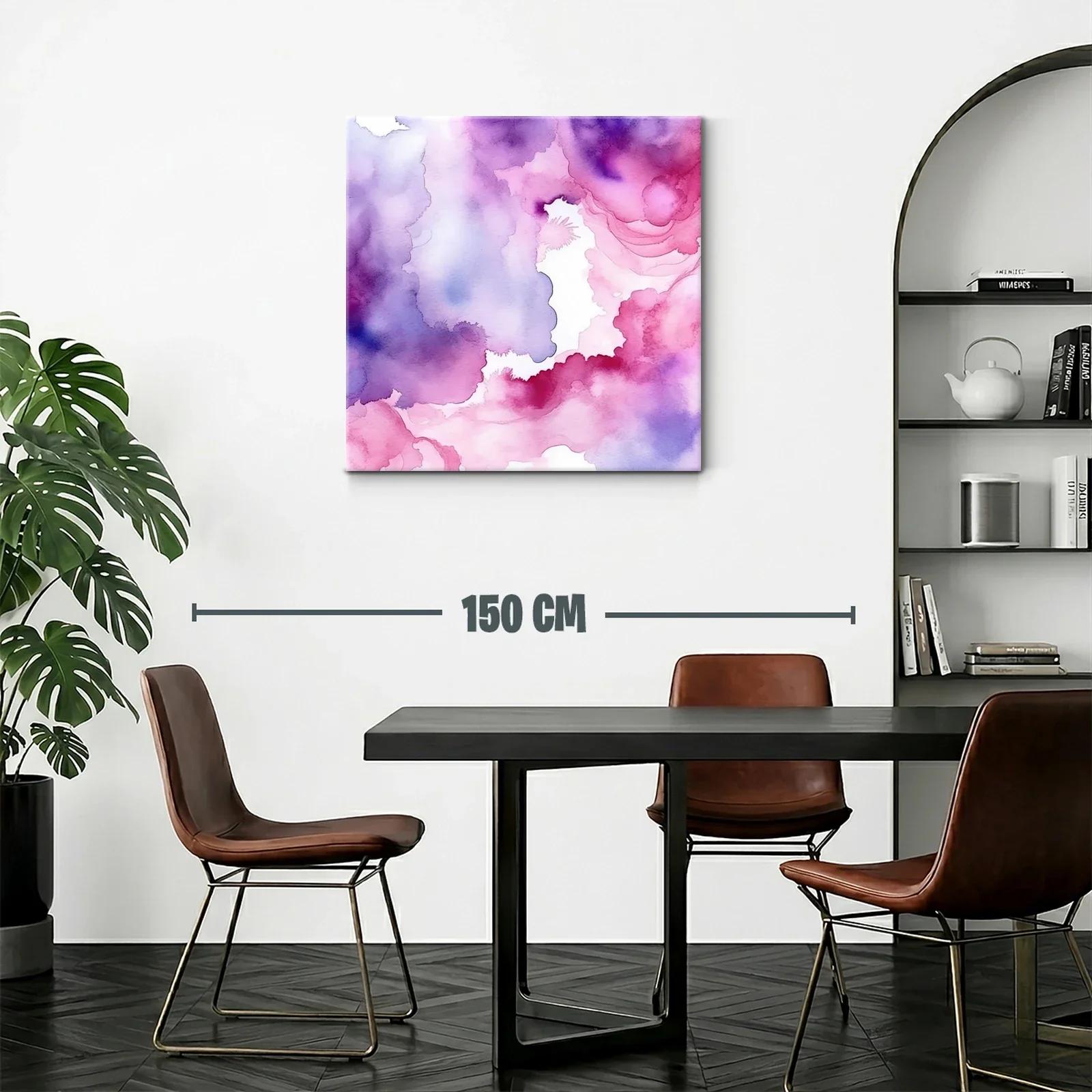 Cuadro abstracto con tonos morados y rosas vibrantes — miniatura 2