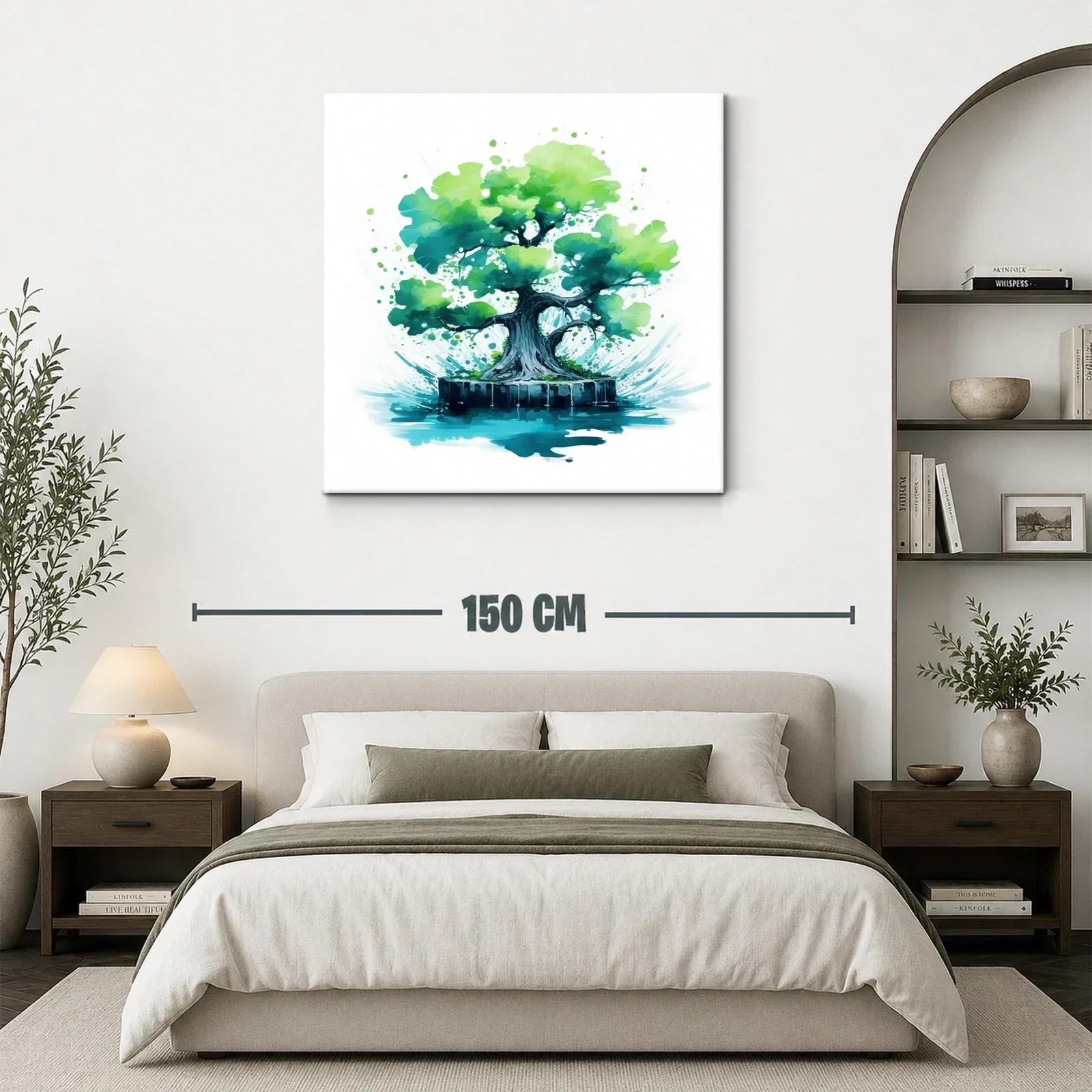 Cuadro árbol verde con efecto acuarela vibrante — miniatura 3