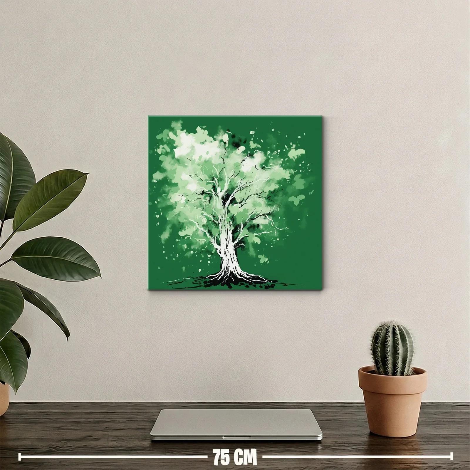 Árbol verde con estilo acuarela y toque artístico — miniatura 2