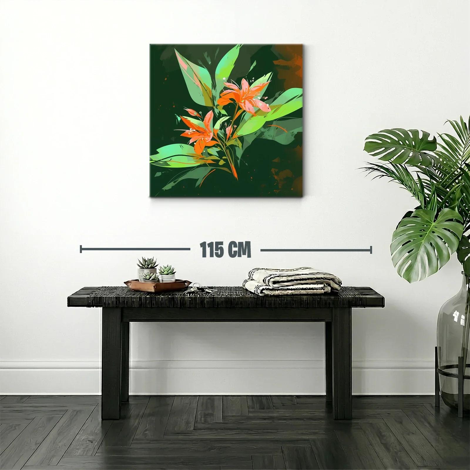 Flores naranjas vibrantes sobre fondo verde oscuro — miniatura 2