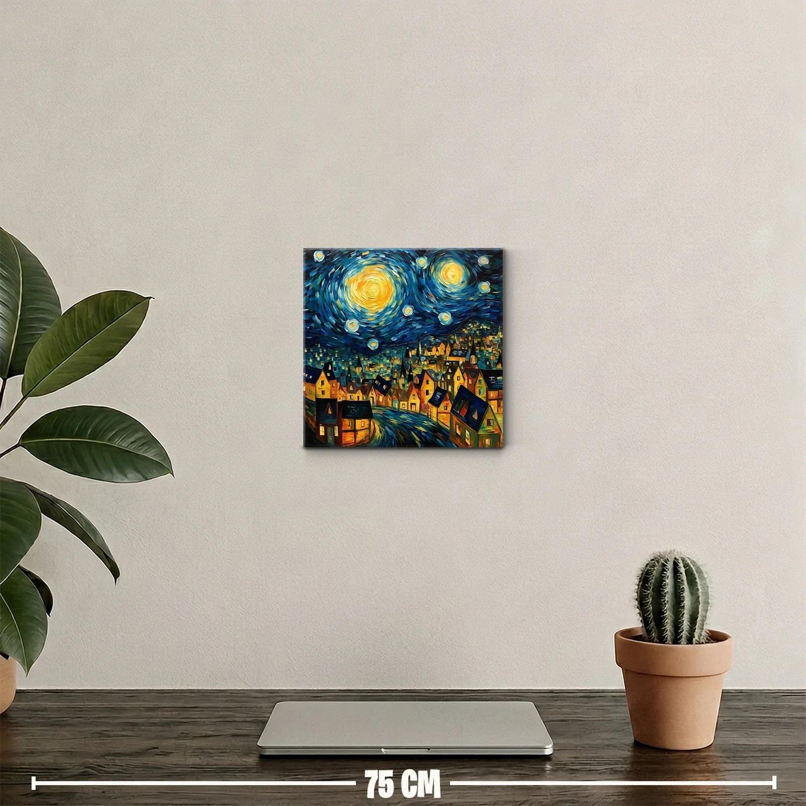 Pueblo nocturno bajo un cielo estrellado vibrante y dinámico — miniatura 2