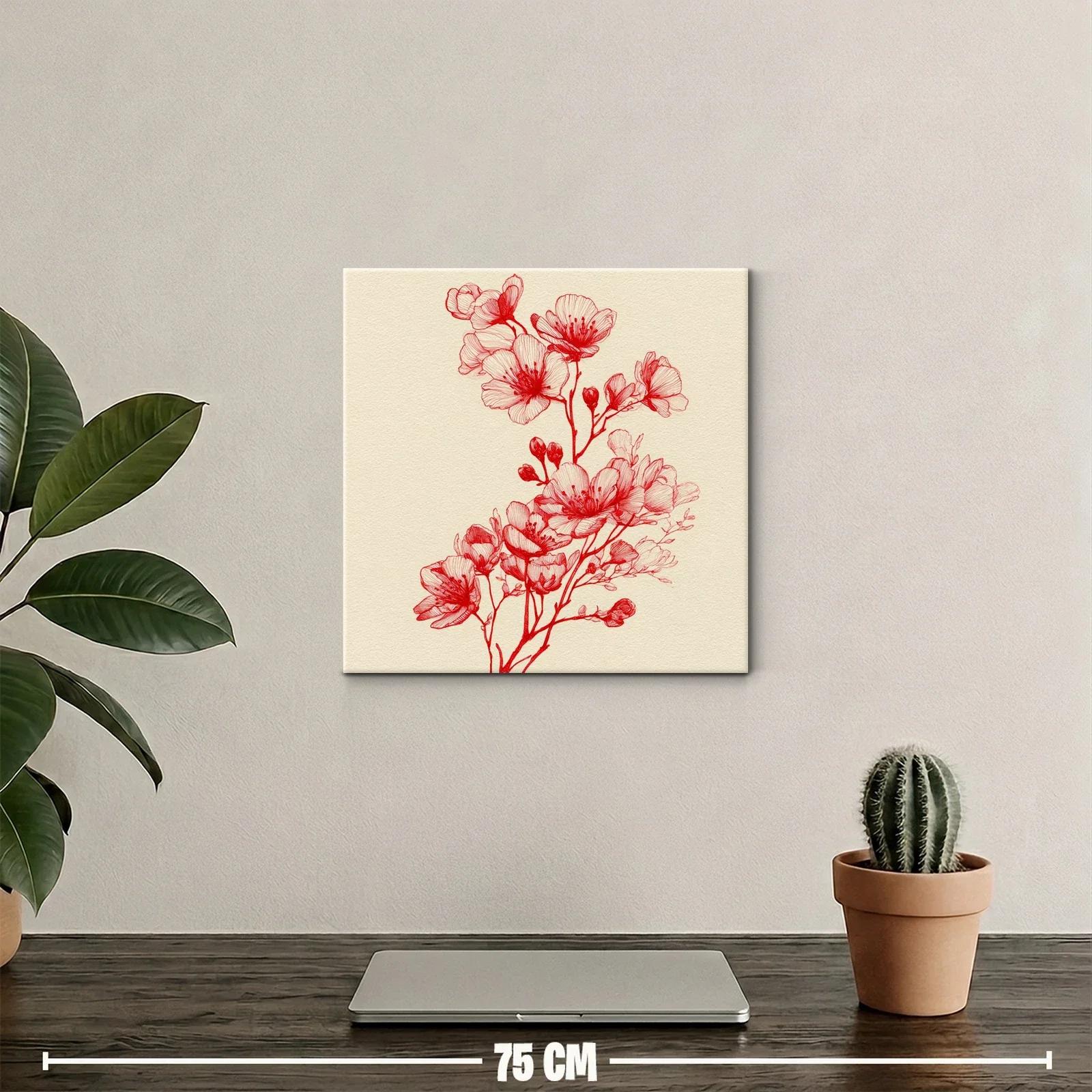 Delicada ilustración floral en tonos rojos vibrantes — miniatura 2