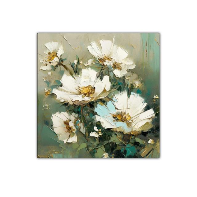 Cuadro floral con tonalidades suaves y estilo contemporáneo