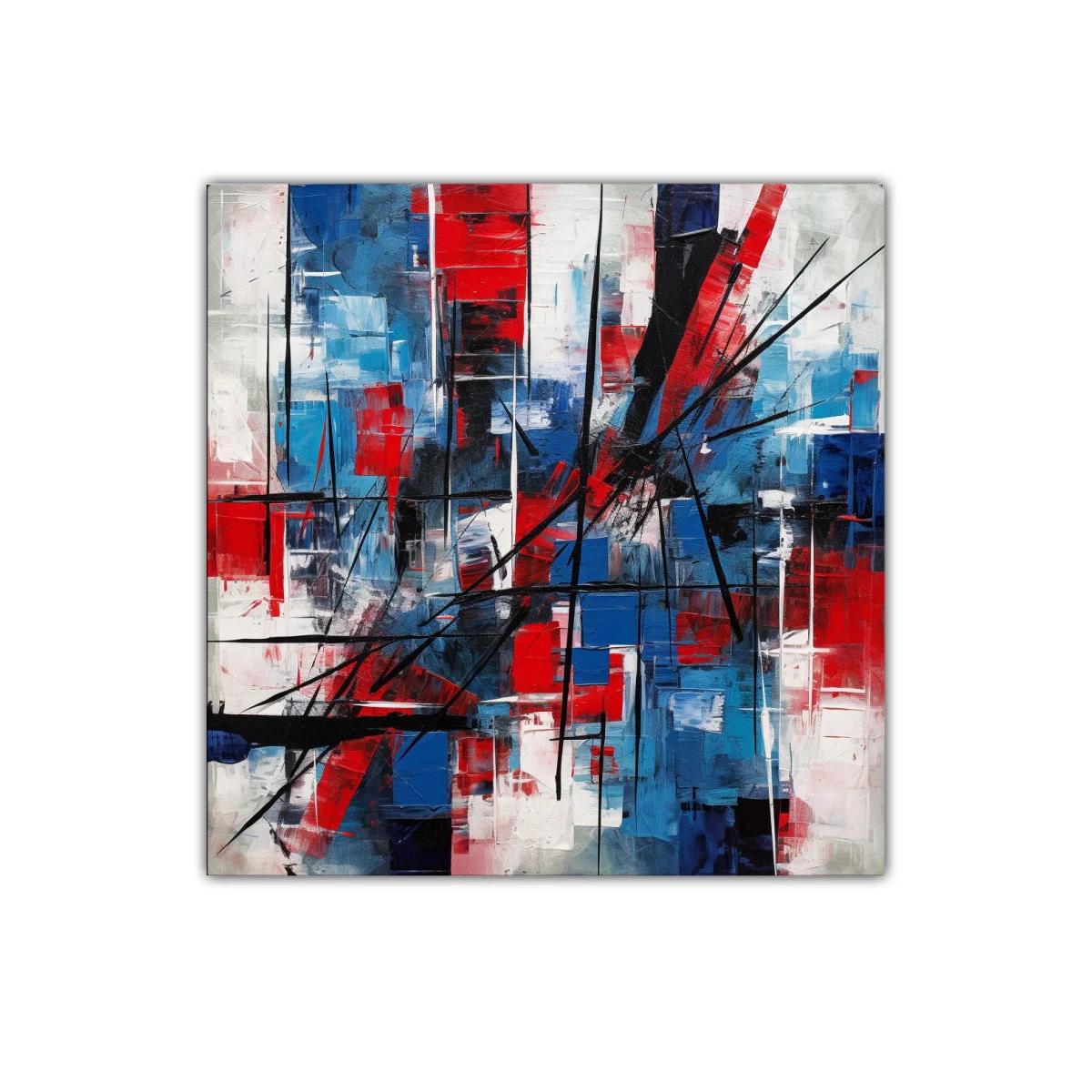 Composición abstracta en rojo azul y negro dinámica — imagen principal