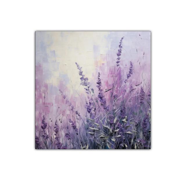 Cuadro decorativo con delicadas flores lavanda en tonos pastel