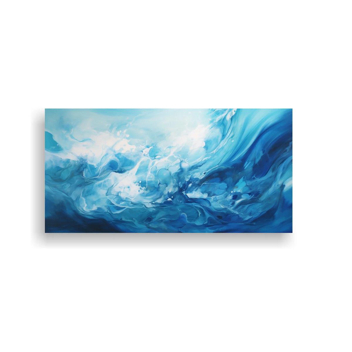 Cuadro olas abstractas azules con barrido ondulante — imagen principal