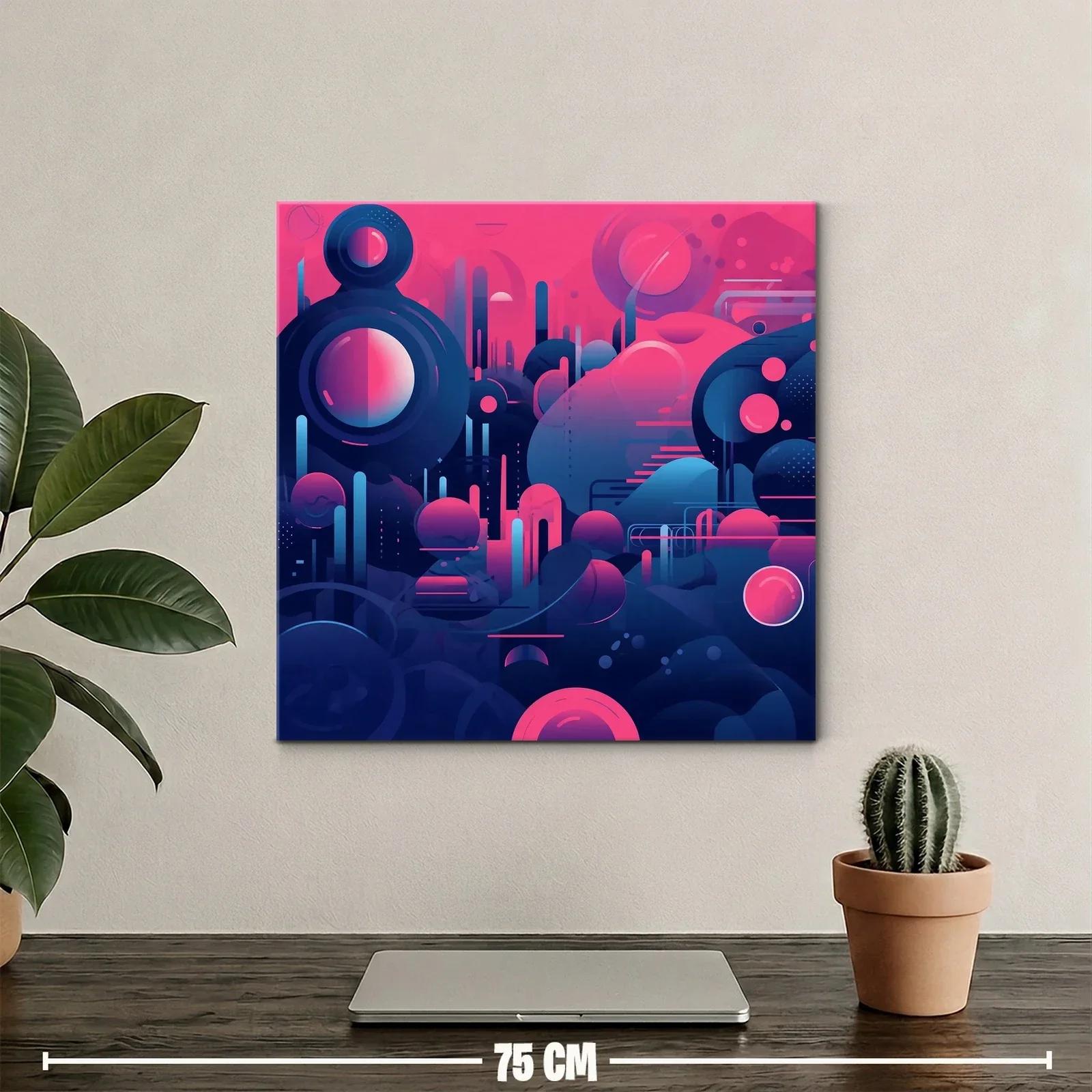 Composición abstracta futurista en tonos azul y rosa brillante — miniatura 2