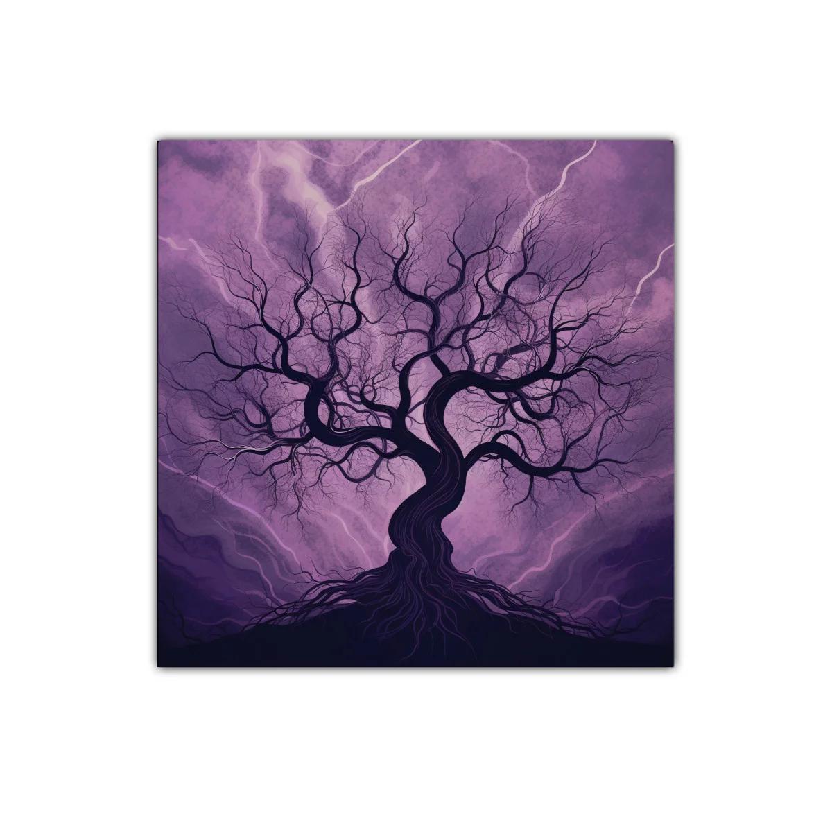 Árbol Sinuoso en Tonos Morados Intenso y Profundo