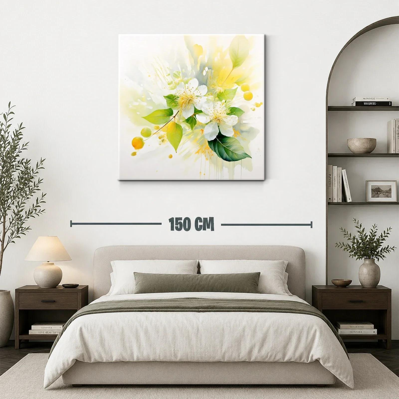 Flores blancas y hojas verdes con toques amarillos vibrantes — miniatura 3