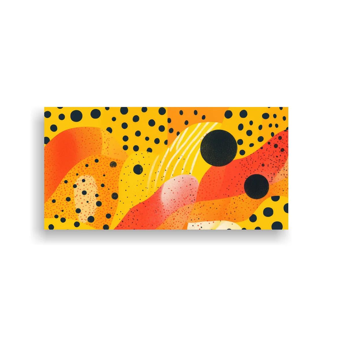 Cuadro formas abstractas onduladas con bandas curvas y puntos