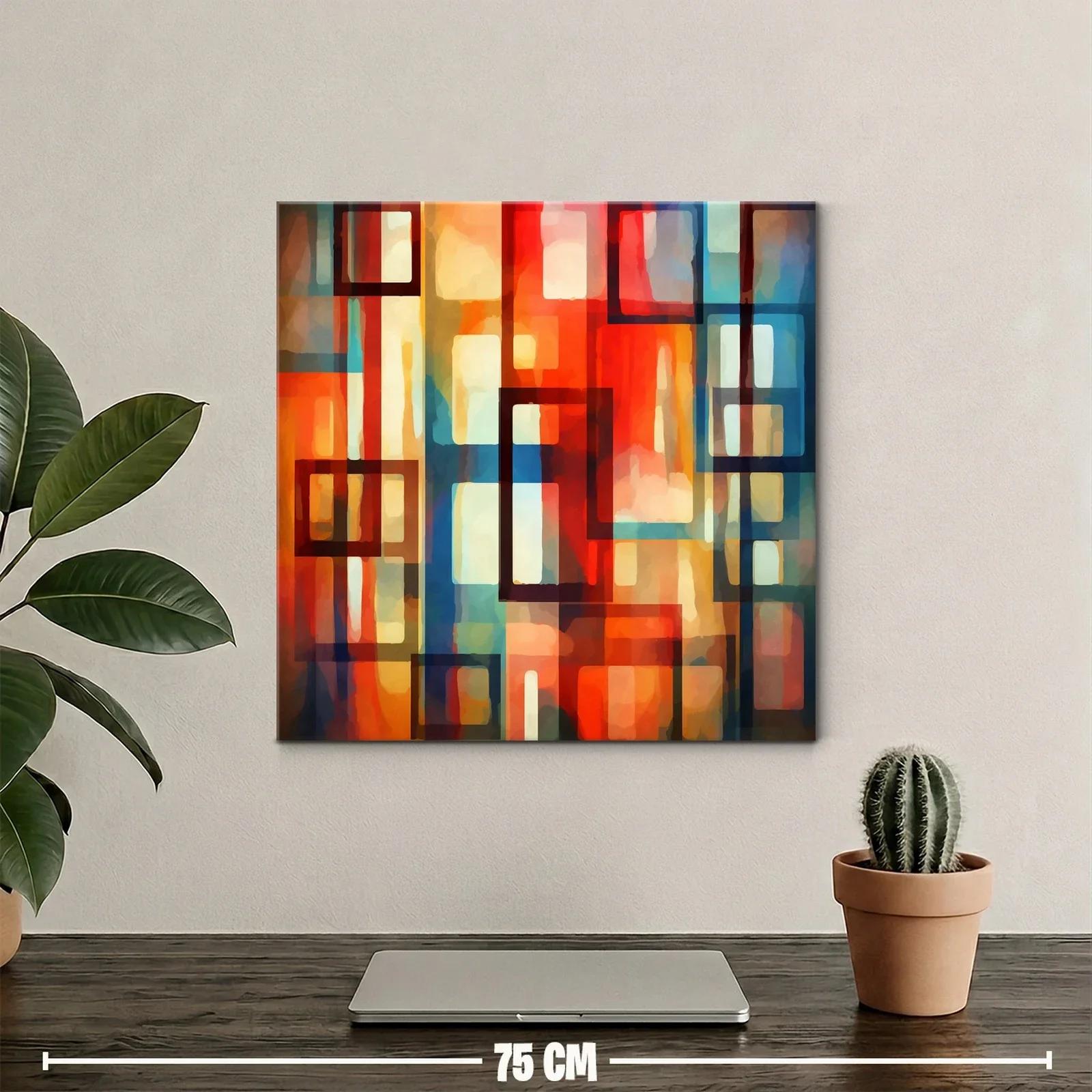 Cuadro abstracto con formas geométricas y tonos cálidos — miniatura 2