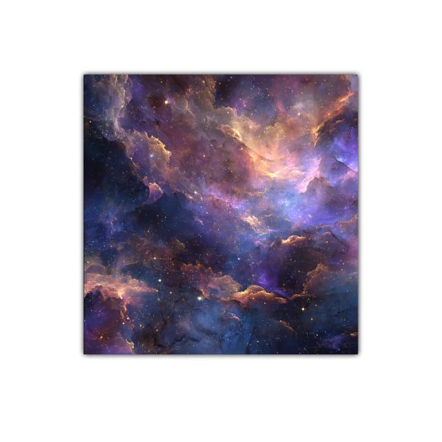 Universo estrellado con tonos violetas y dorados