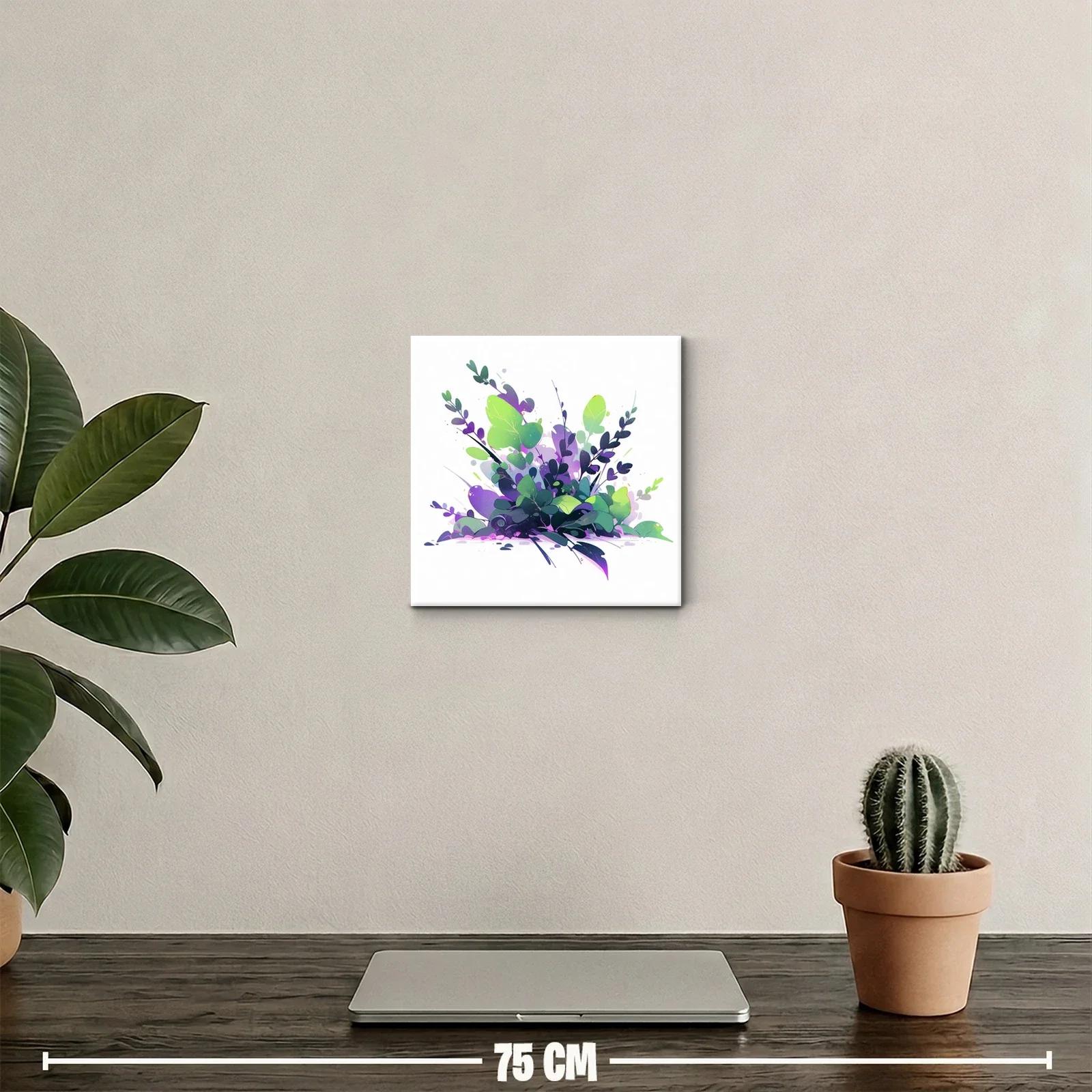 Cuadro decorativo con composición natural en tonos verdes y morados — miniatura 2