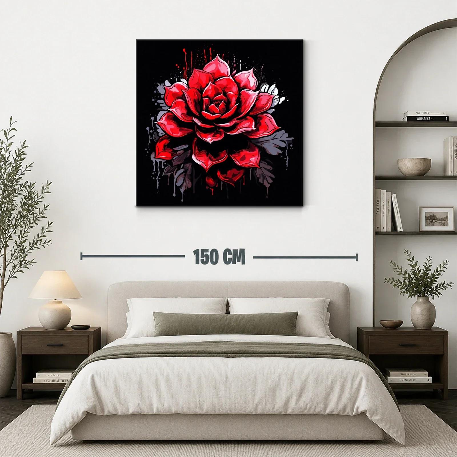 Impactante rosa roja con fondo oscuro vibrante — miniatura 3