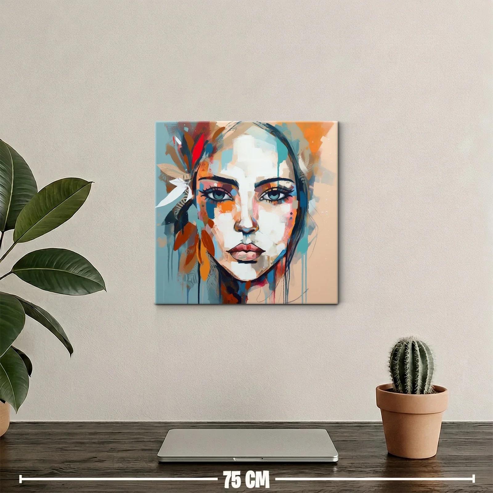 Retrato femenino con tonos vibrantes y detalles florales — miniatura 2