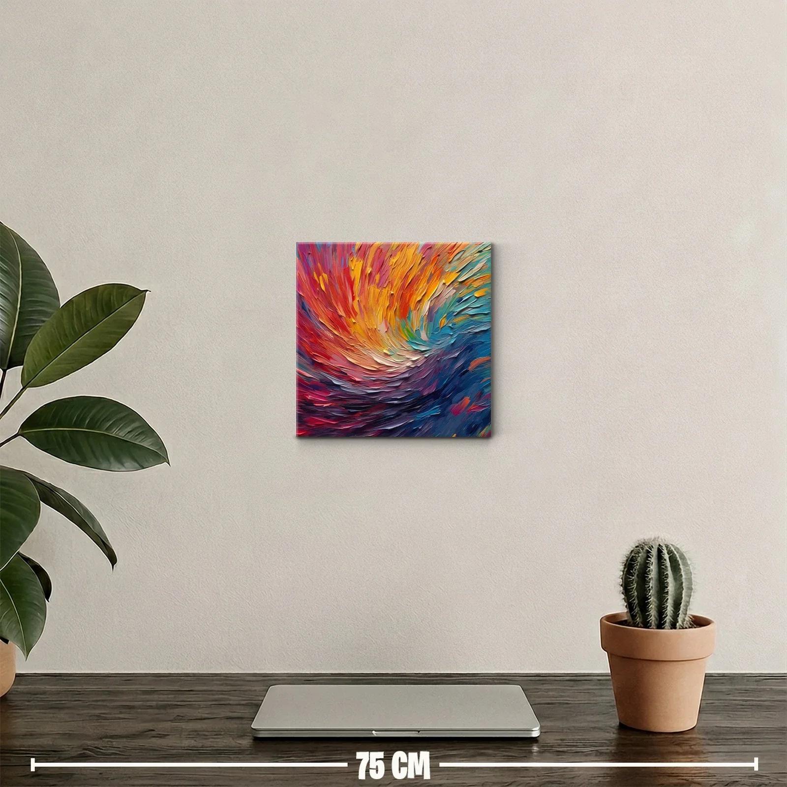 Cuadro abstracto con vibrantes tonos cálidos y fríos — miniatura 2