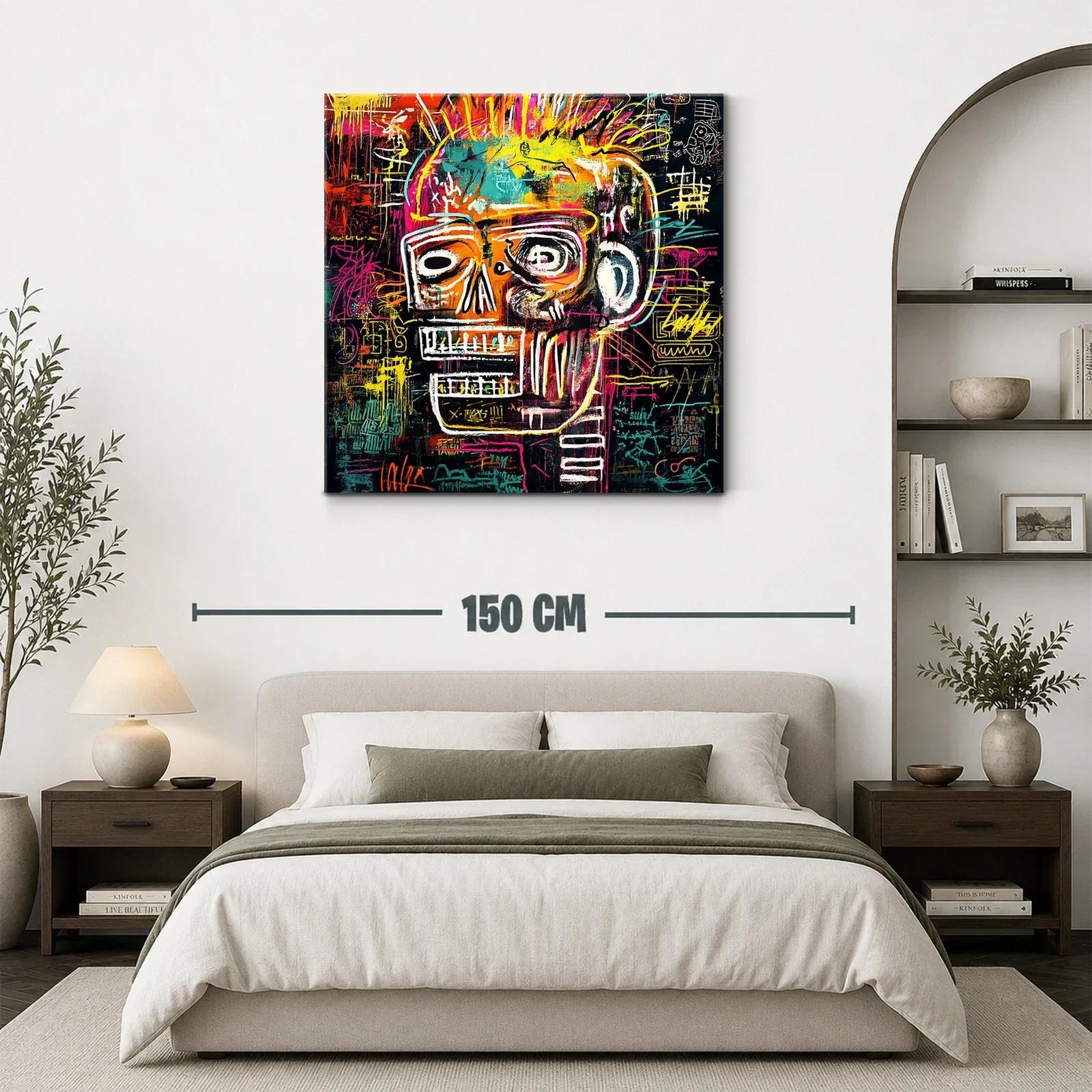 Cuadro vibrante con calavera en estilo urbano contemporáneo — miniatura 3