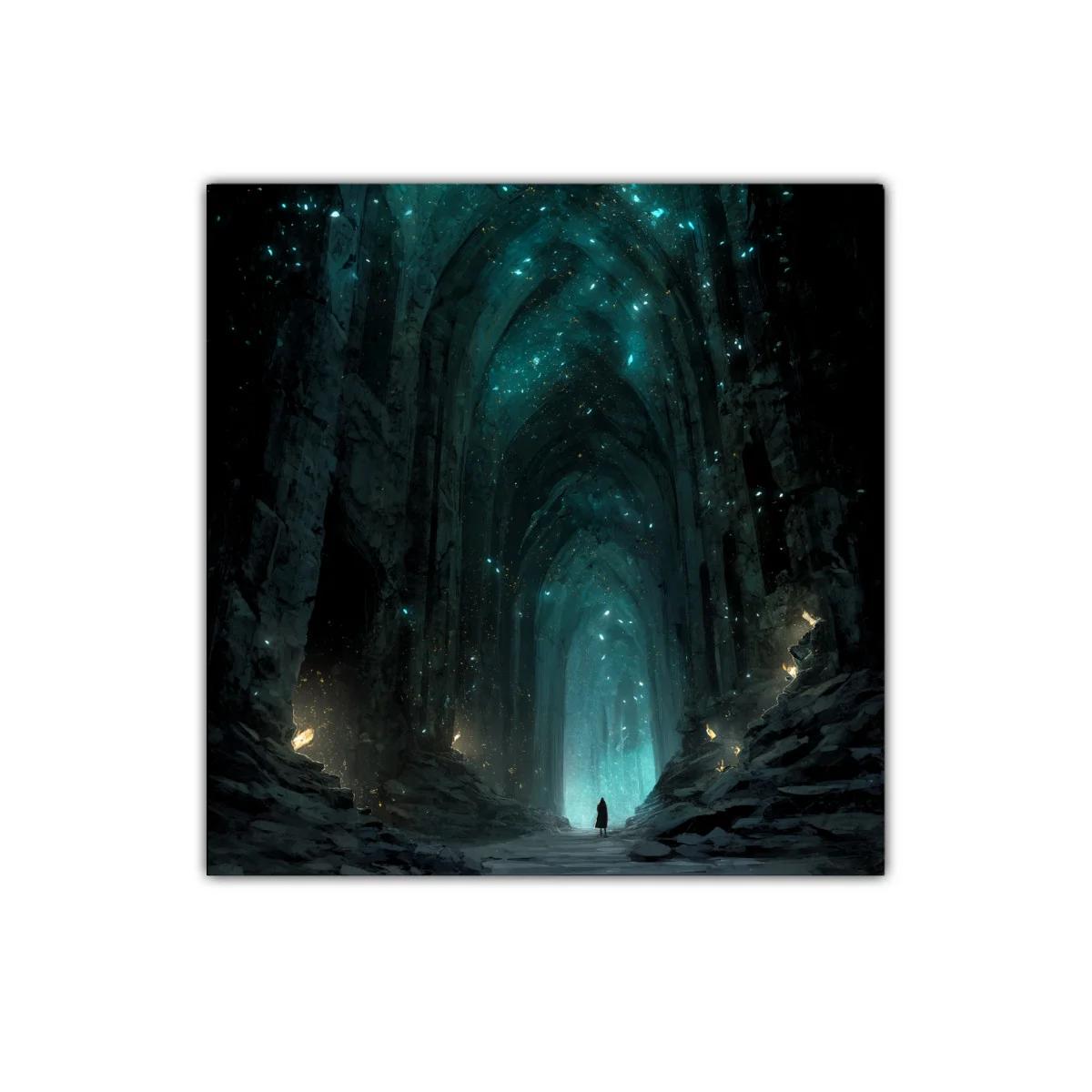 Catedral de luces azules en penumbra mística — imagen principal