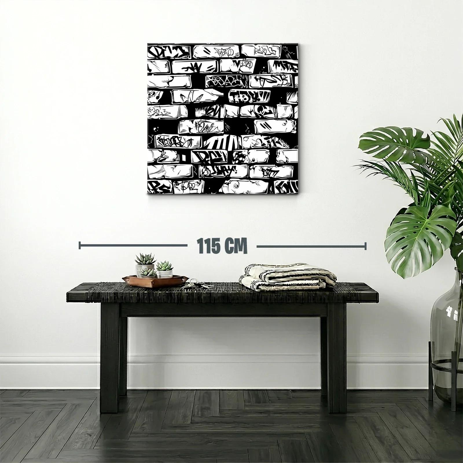 Arte urbano con grafitis en patrón monocromo moderno — miniatura 2
