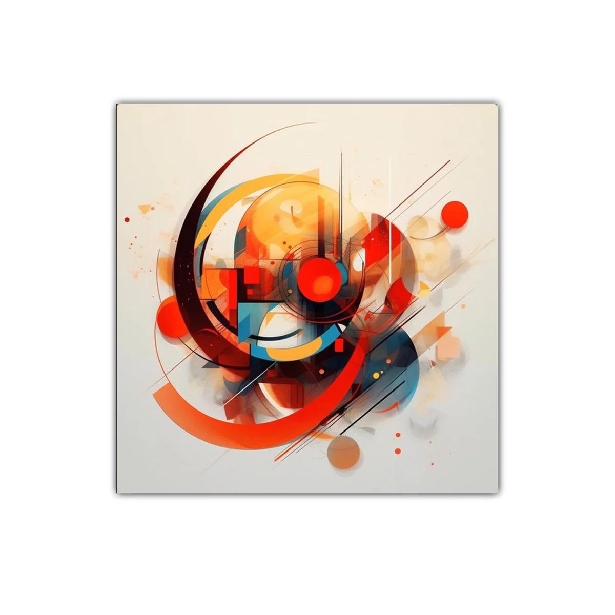 Cuadro abstracto formas geométricas en tonos cálidos y vibrantes
