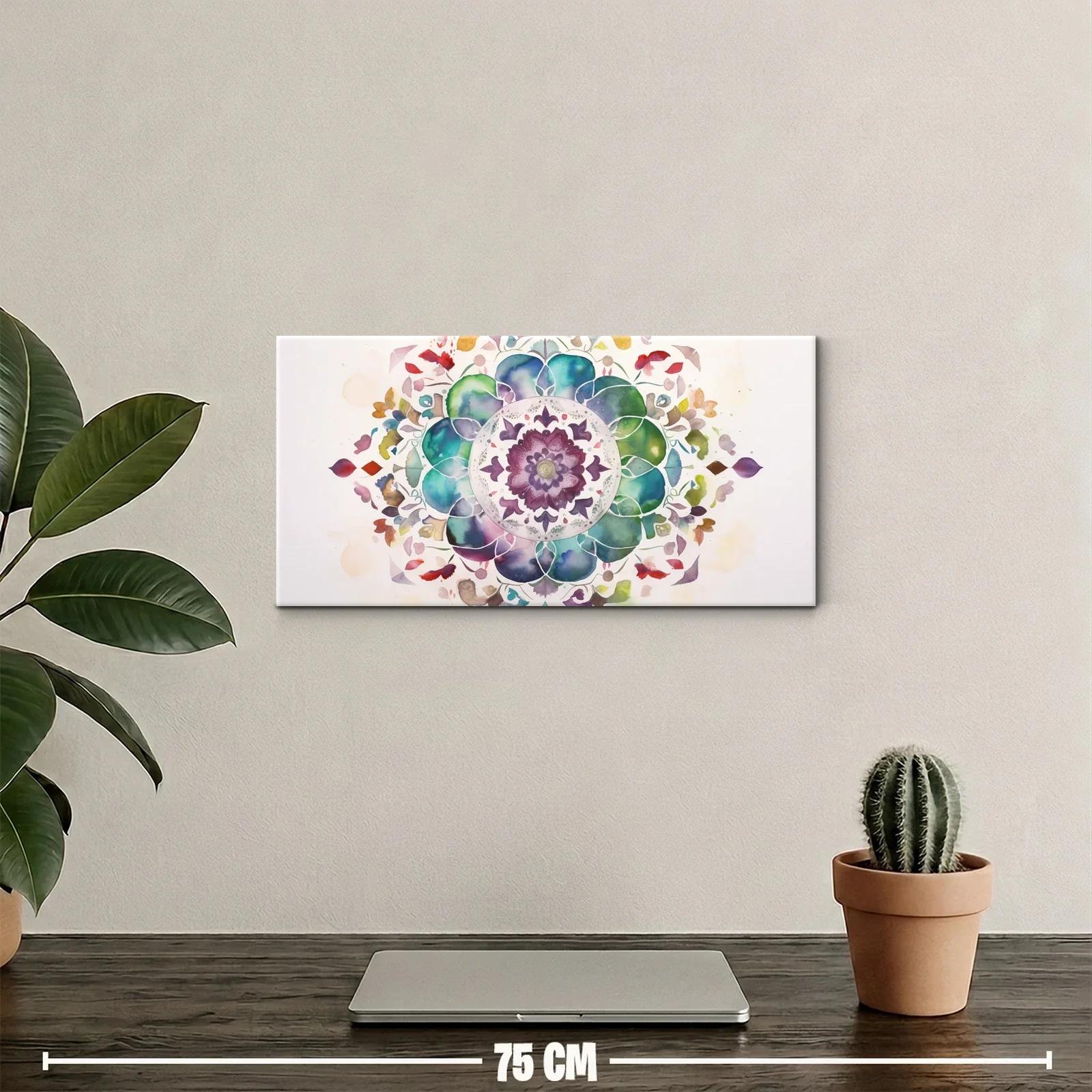 Cuadro mandala floral en acuarela con salpicaduras — miniatura 2
