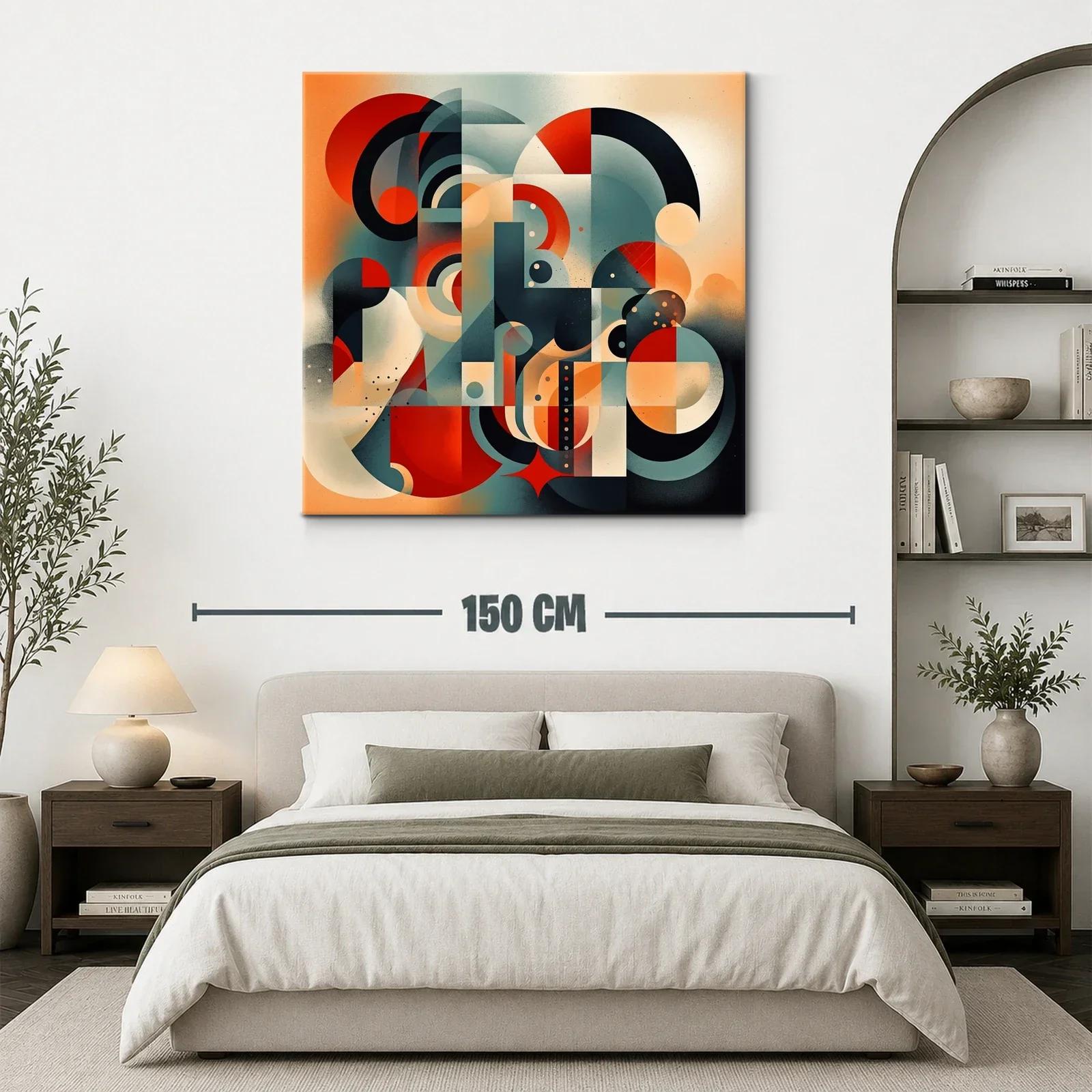 Composición abstracta geométrica en tonos cálidos y fríos — miniatura 3