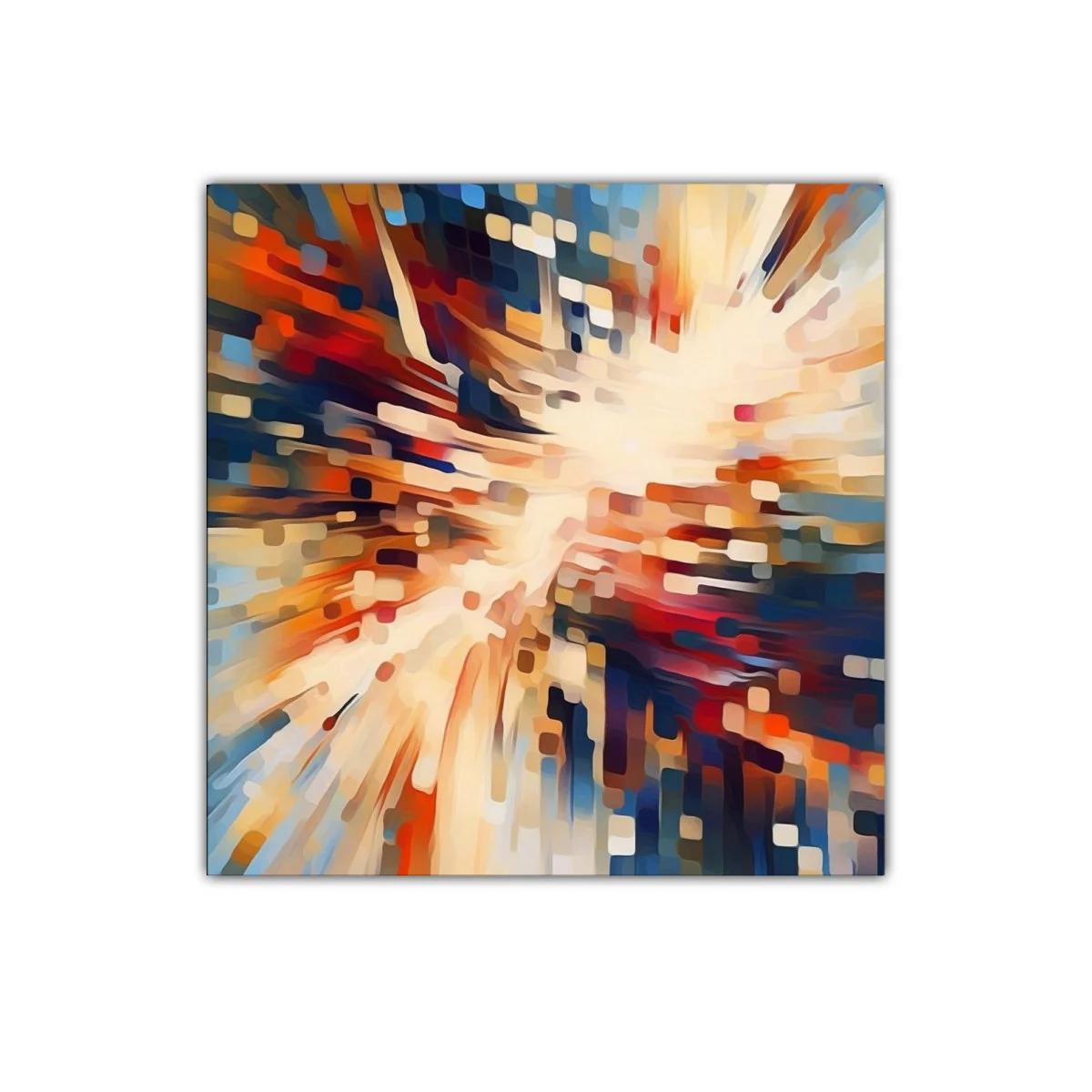 Cuadro abstracto con explosión de color vibrante y movimiento