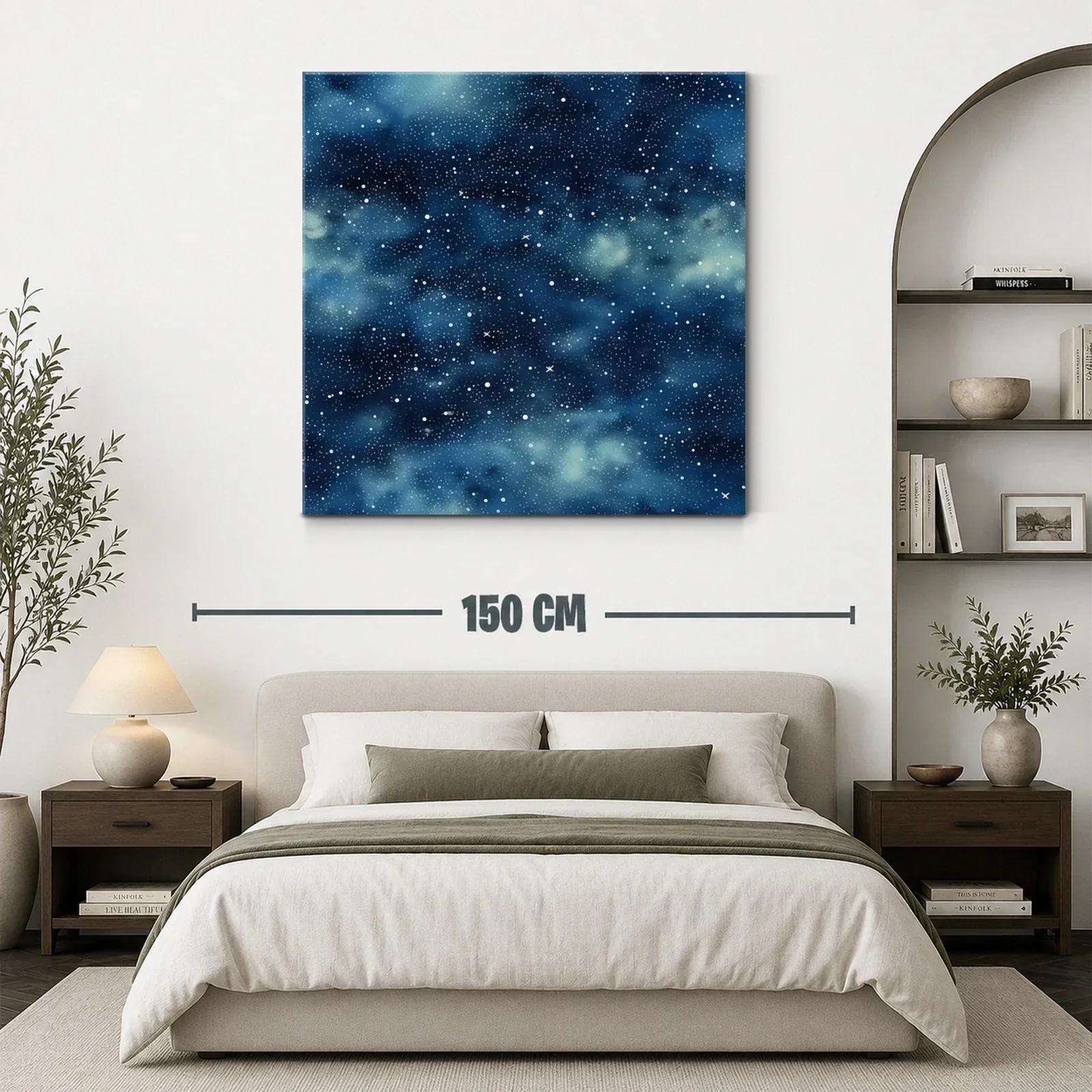 Cuadro abstracto con cielo estrellado en tonos azules — miniatura 3